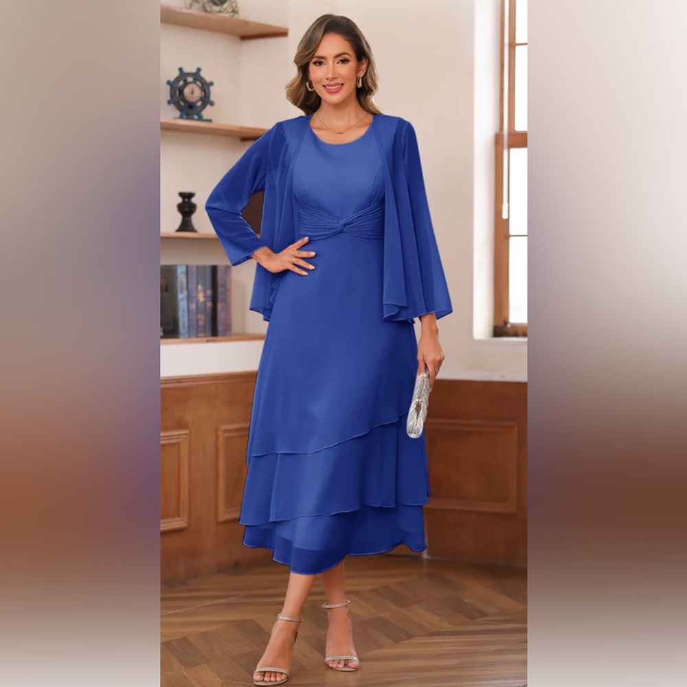 Elegant navy Blue Layered Dress